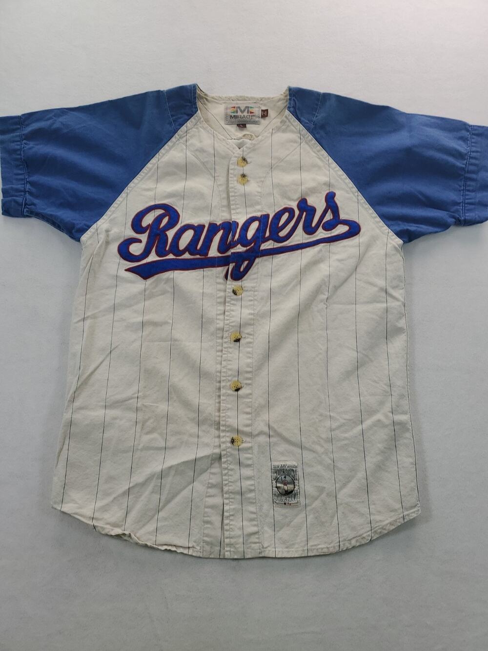 VTG 90s Mirage Coopertown Rangers Nolan Ryan #34 Jersey Pinstripe Size Large